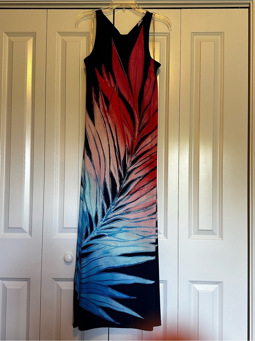 Tommy Bahama Dark pink/red  to Blue Ombre Palm-Print Sleeveless Maxi Dress